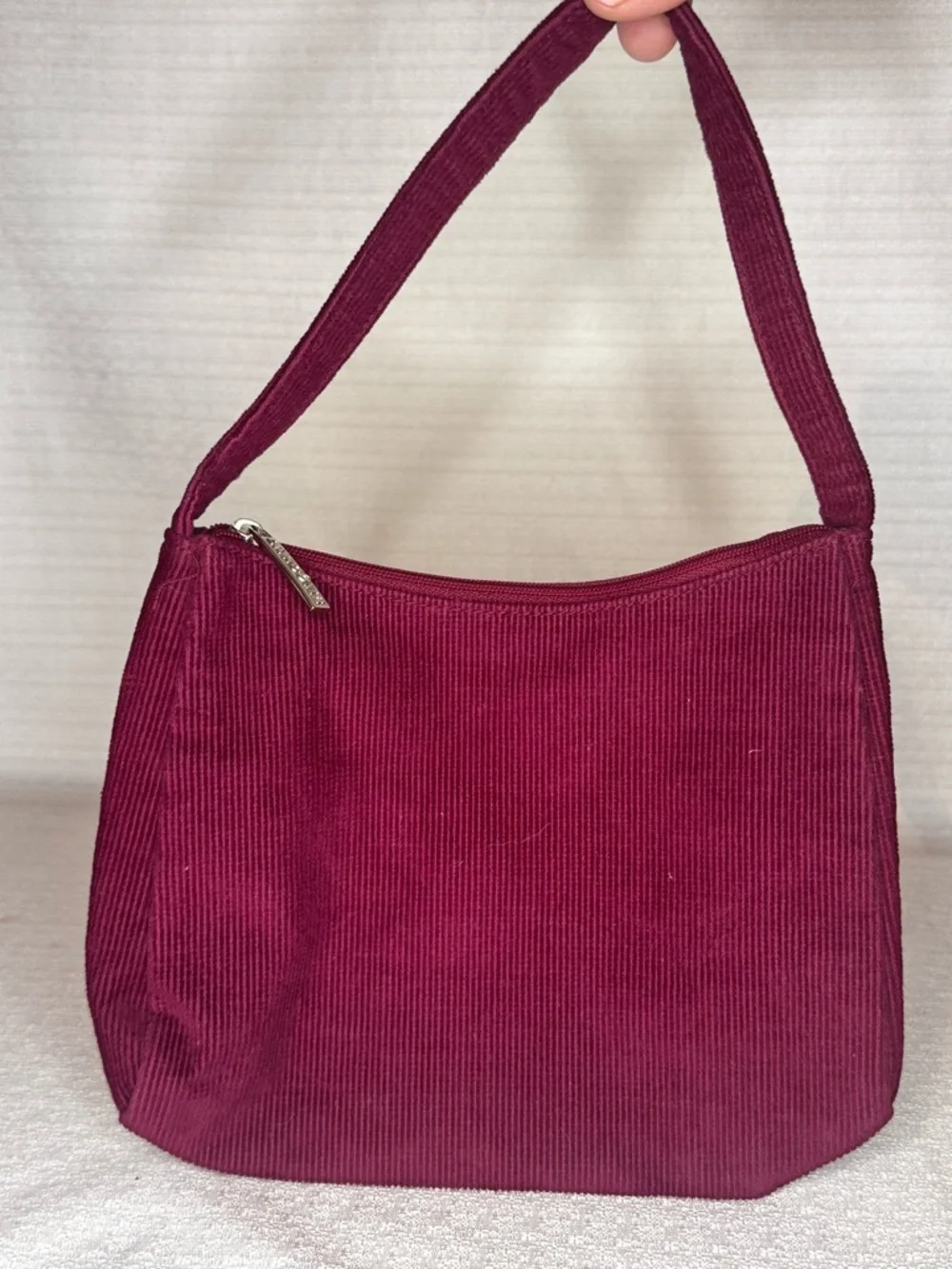Lancôme Corduroy Cosmetic Bag Mini Purse Burgundy Velvet Makeup Bag 90s Y2K